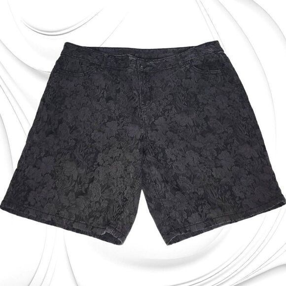 Vera Wang black/gray floral print walking shorts - Picture 1 of 3